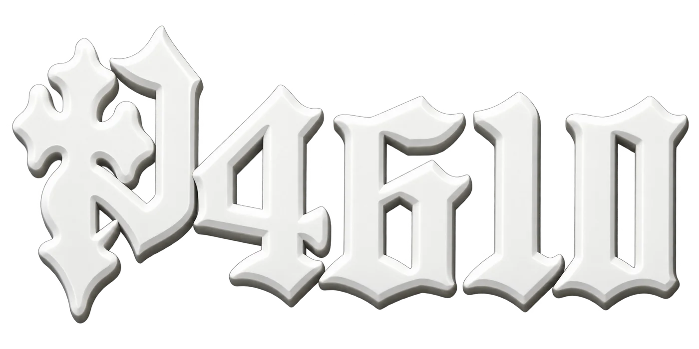 The P4610 wordmark, sculpted in white